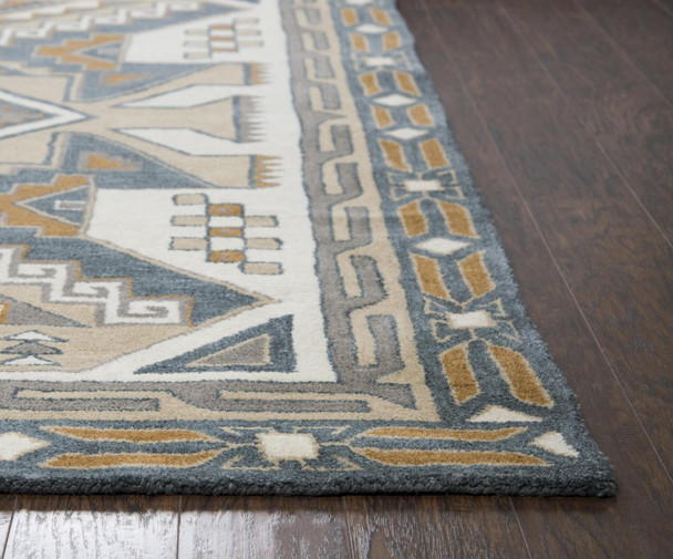 3' X 5' Gray And Tan Wool Tribal Hand Tufted Area Rug