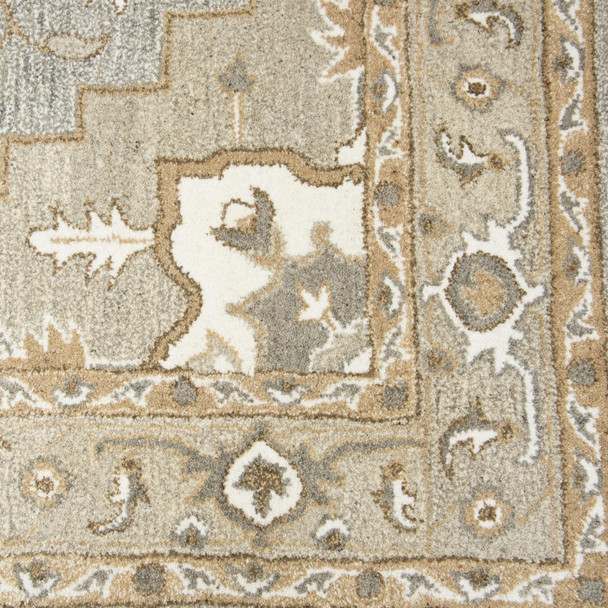 8' X 10' Gray And Natural Wool Medallion Hand Tufted Area Rug