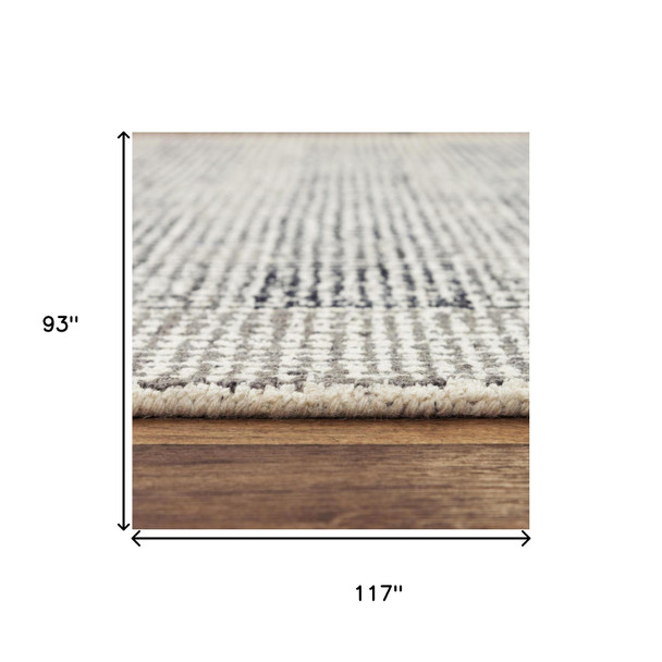 8' X 10' Charcoal And Gray Wool Checkered Hand Tufted Area Rug
