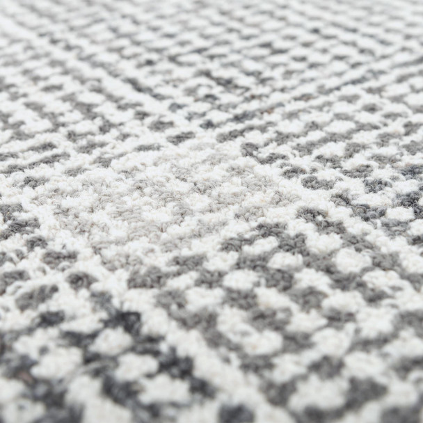8' X 10' Gray And Dark Gray Wool Checkered Hand Tufted Area Rug