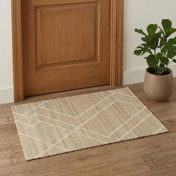 2' X 3' Ivory And Beige Jute Abstract Hand Woven Area Rug