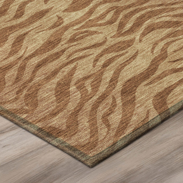 8' X 10' Orange And Copper Animal Print Washable Indoor Outdoor Area Rug