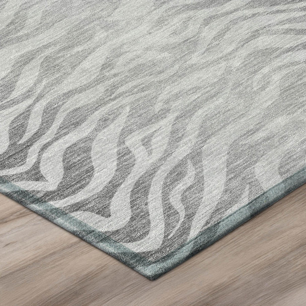 8' X 10' Silver And Gray Animal Print Washable Indoor Outdoor Area Rug