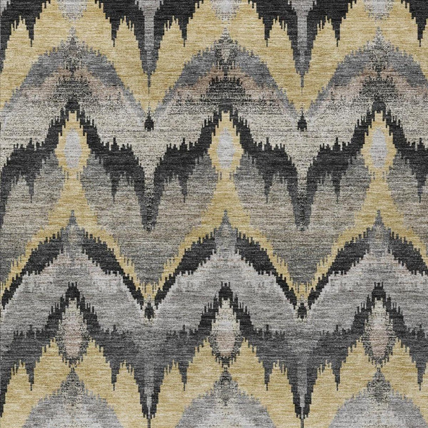 3' X 5' Black And Graphite Abstract Washable Indoor Outdoor Area Rug