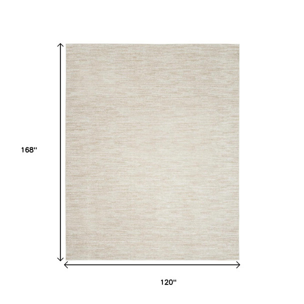 10' X 14' Beige And Ivory Indoor Outdoor Area Rug