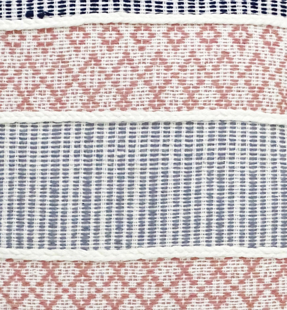 22" X 22" Blue And Peach Trellis Zippered Cotton Blend Throw Pillow With Embroidery