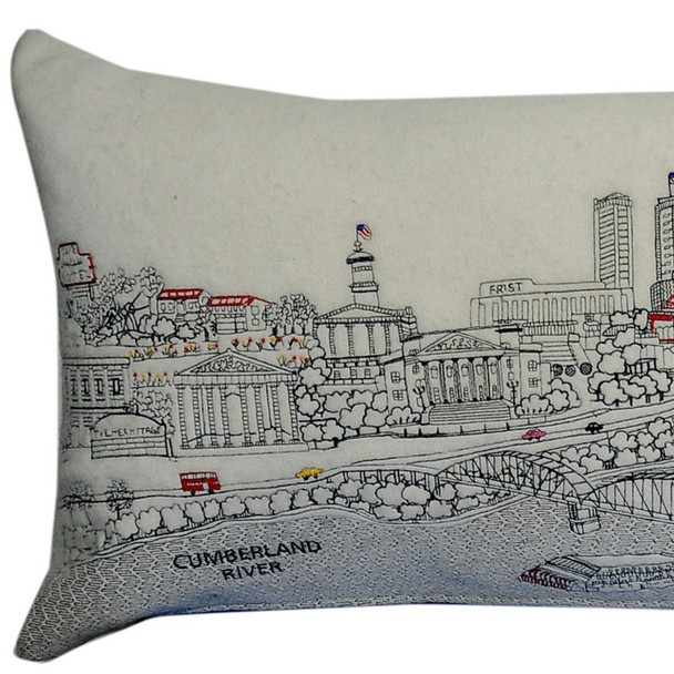 14" X 46" Cream Nashville Daylight Skyline Lumbar Decorative Pillow