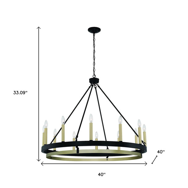 Black Candle Style Twelve Light Metal Dimmable Chandelier