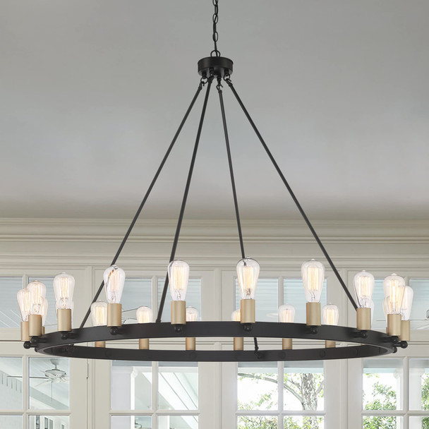 Black And Gold Candle Style Multi Light Metal Dimmable Chandelier