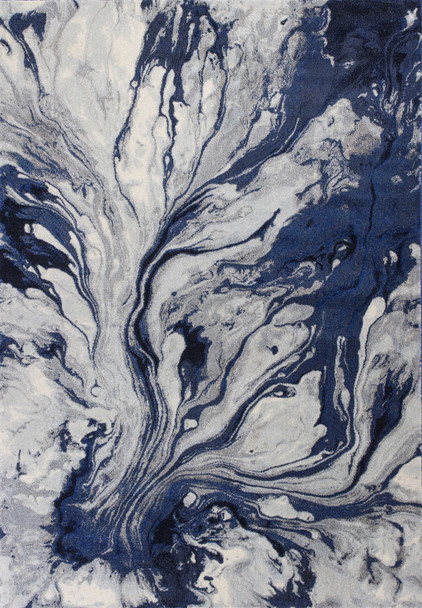 7' X 10' Blue Gray And Ivory Abstract Area Rug
