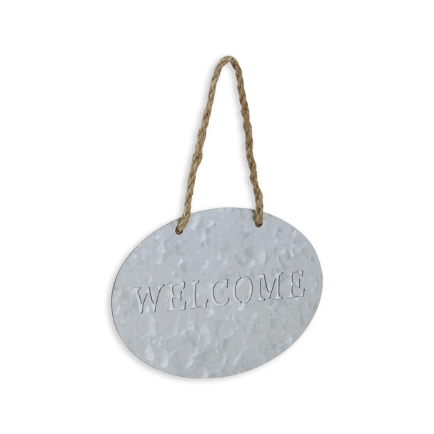 5" X 8" Gray Handcrafted Welcome Galvanized Metal Wall Decor