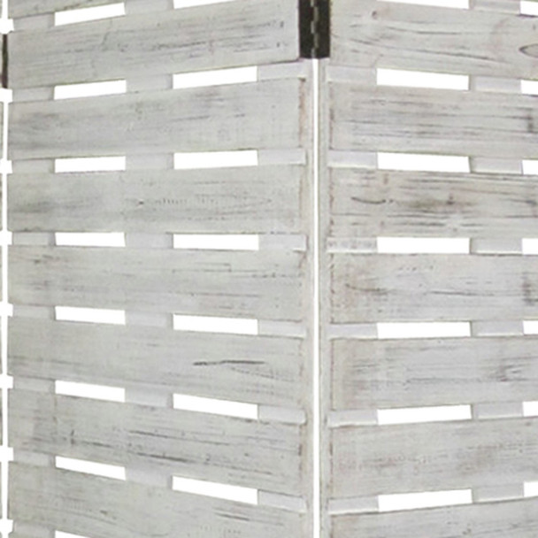 72" White Wood Folding Three Panel Screen Room Divider
