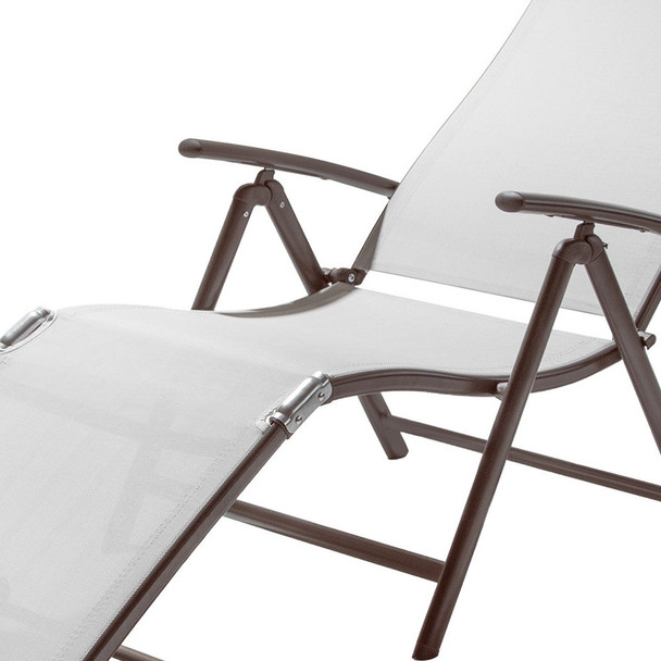 Set of Two Light Gray Aluminum Outdoor Folding Chaise Lounges