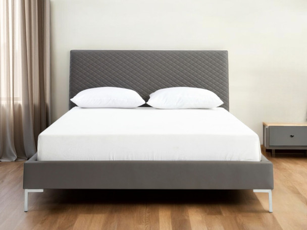 Dark Gray Faux Leather Queen Bed Frame