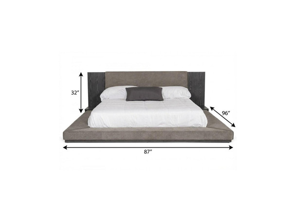 Gray Upholstered Queen Bed Frame