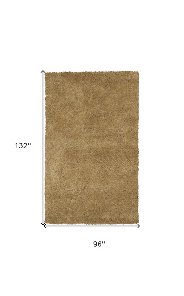 8' X 11' Gold Shag Hand Woven Area Rug