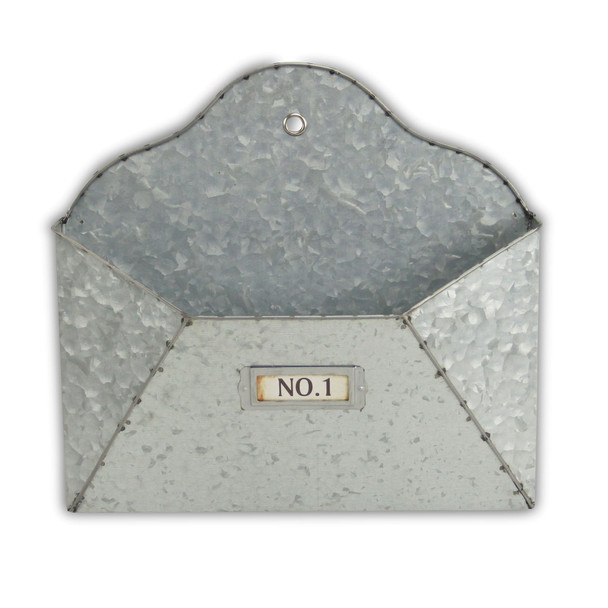 12" Gray Galvanized Metal Paper Organizer