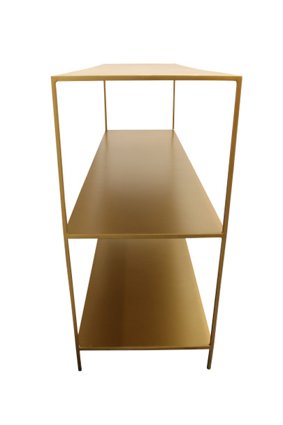 60" Brass Iron Console Table With Two Shelves