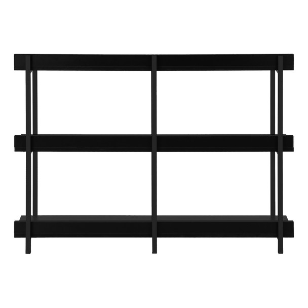 47" Black Wood and Metal Frame Console Table With Three Shelves