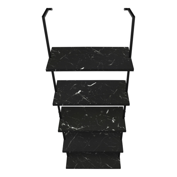72" Black Metal Five Tier Bookcase