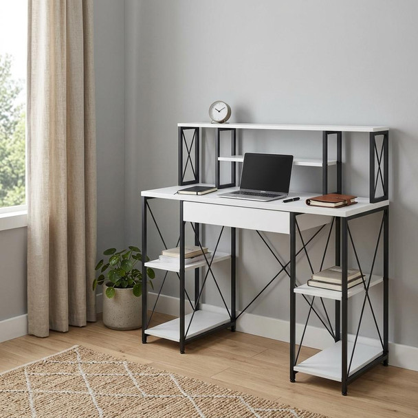47" White and Black Computer Desk