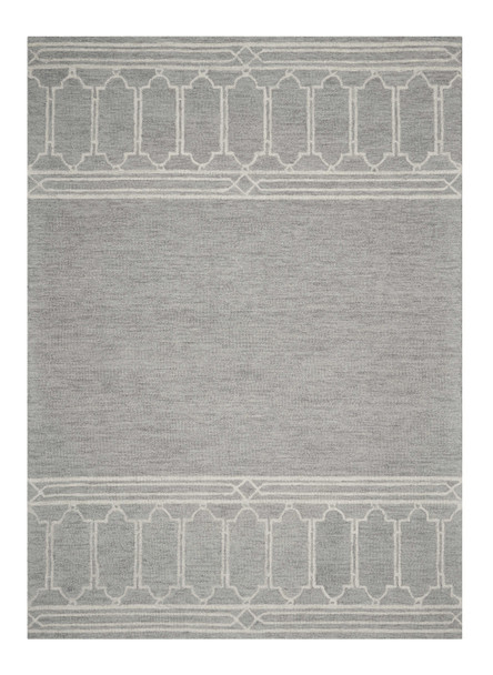 9' X 12' Gray And Ivory Wool Geometric Hand Tufted Area Rug