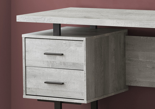 60" Gray and Black Computer Desk With Three Drawers