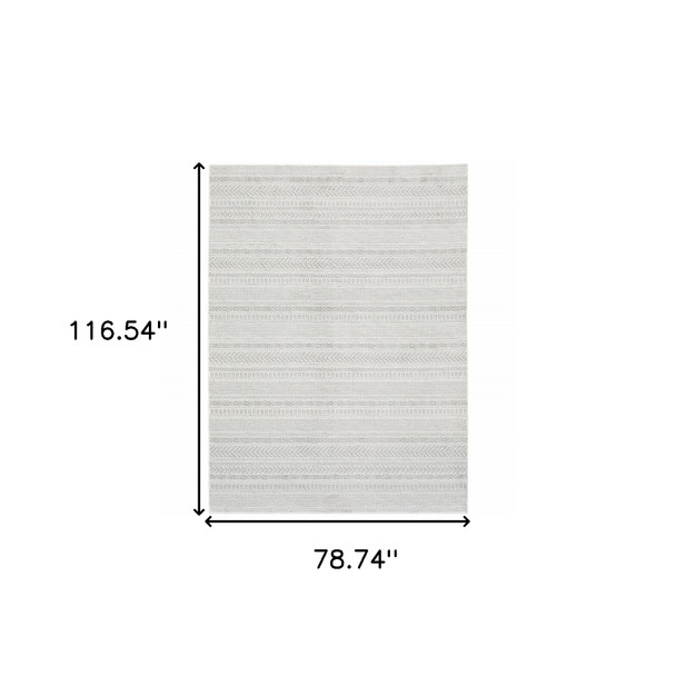 7' X 10' White And Gray Geometric Distressed Area Rug