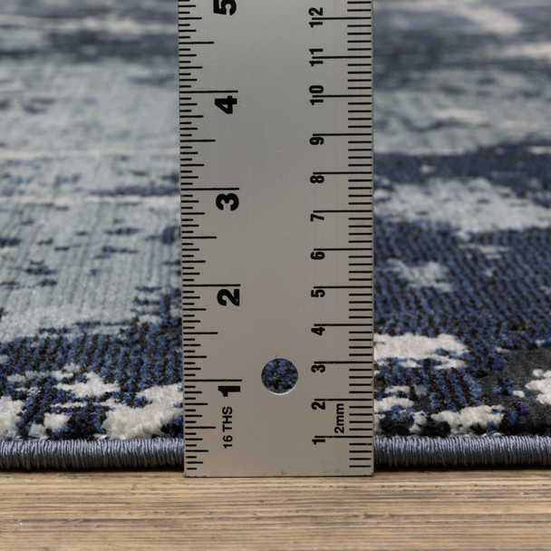 8' X 11' Blue Gray And Black Abstract Area Rug