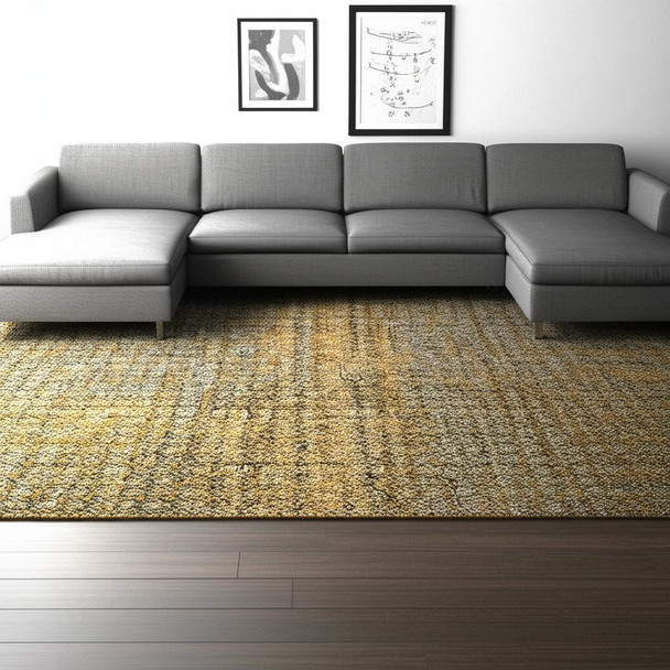 5' X 7' Green Geometric Power Loom Area Rug