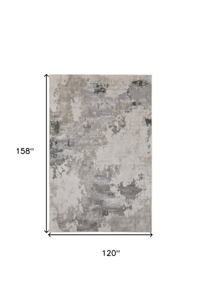 10' X 13' Ivory And Gray Abstract Stain Resistant Area Rug