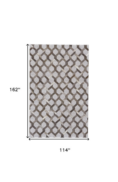 10' X 13' Gray Taupe And Silver Geometric Hand Woven Area Rug
