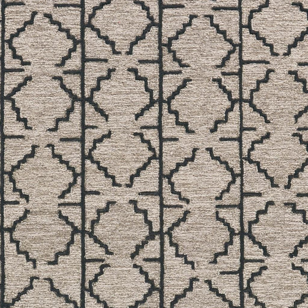 4' X 6' Black And Taupe Wool Geometric Hand Tufted Area Rug