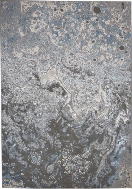 4' X 6' Blue and Gray Abstract Power Loom Area Rug