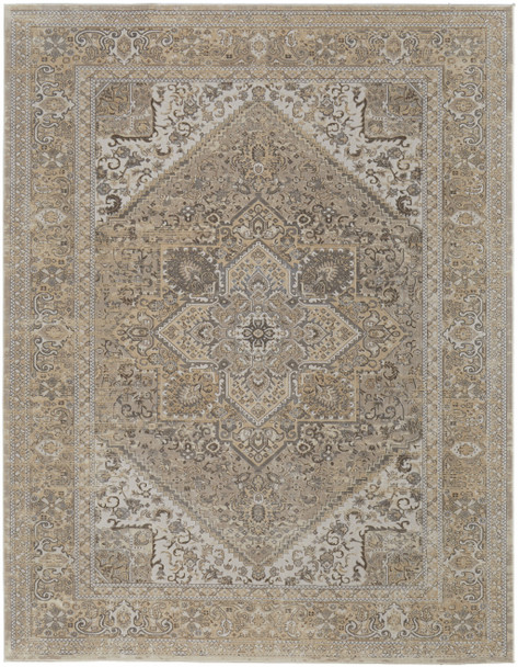 8' X 10' Brown And Ivory Medallion Distressed Area Rug