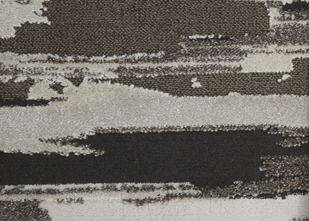 8' X 10' Gray Ivory And Brown Abstract Distressed Area Rug