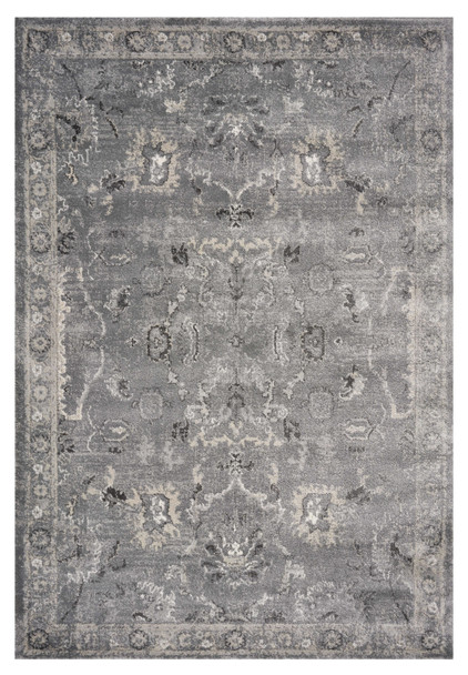 5' X 8' Gray And Light Gray Floral Medallion Area Rug