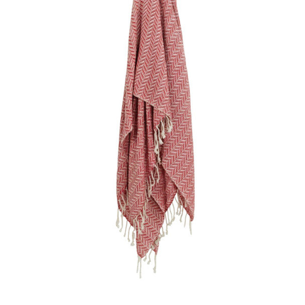 50" X 60" Red Cotton Woven Chevron Throw Blanket with Fringe