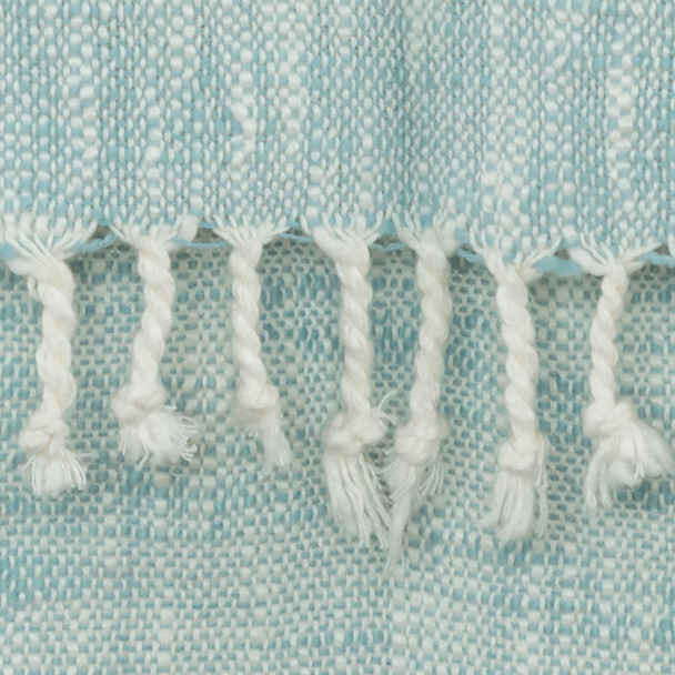 50" X 60" Blue Cotton Woven Color Block Throw Blanket with Fringe