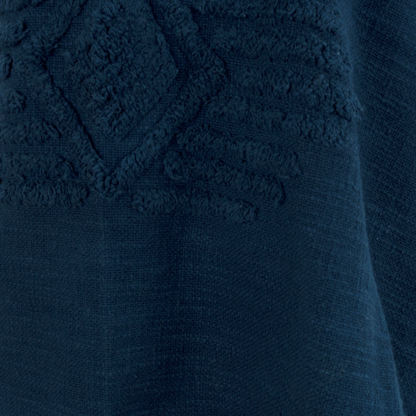 50" X 60" Blue Cotton Woven Ikat Throw Blanket with Tassels