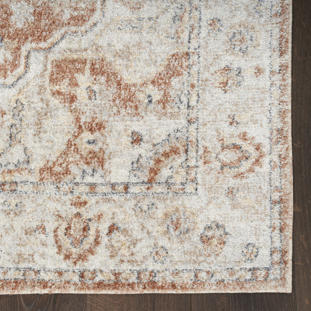 7' X 9' Gold Oriental Power Loom Washable Area Rug