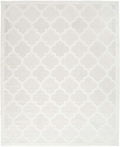 9' X 12' Ivory And White Indoor Outdoor Area Rug
