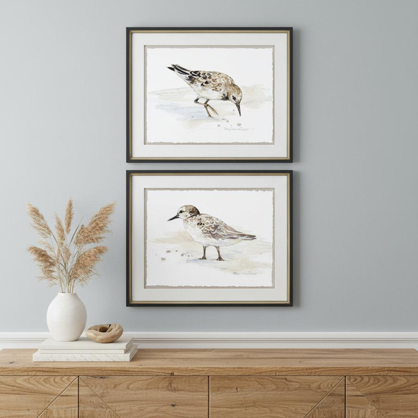 Set Of Two Sandpiper Black Framed Print Wall Art