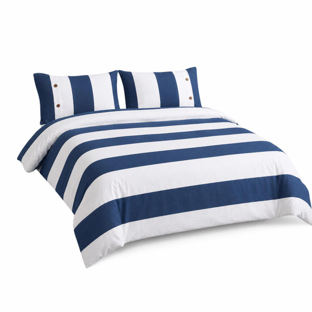 Blue And White Queen Cotton Washable Duvet Set