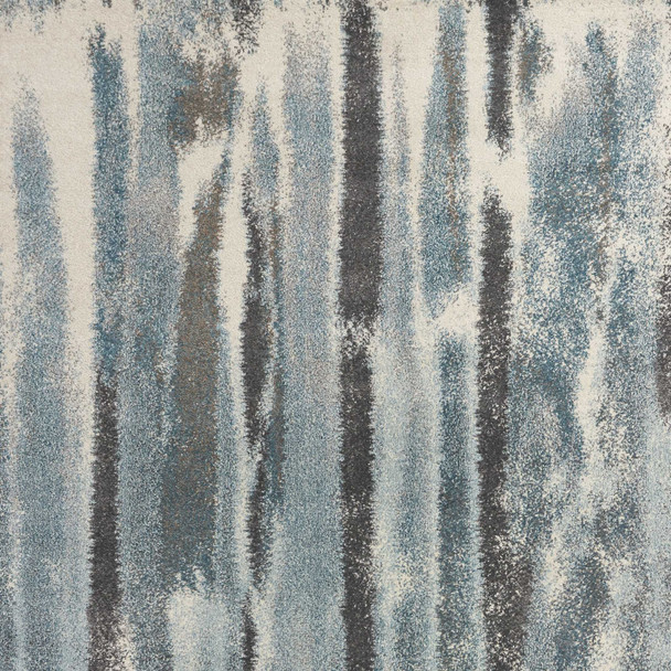 3' X 5' Teal Blue And White Abstract Area Rug