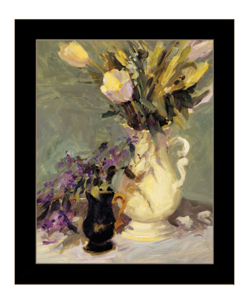 Tulips and Lavender Black Framed Print Wall Art
