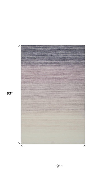 5' X 8' Purple Abstract Area Rug