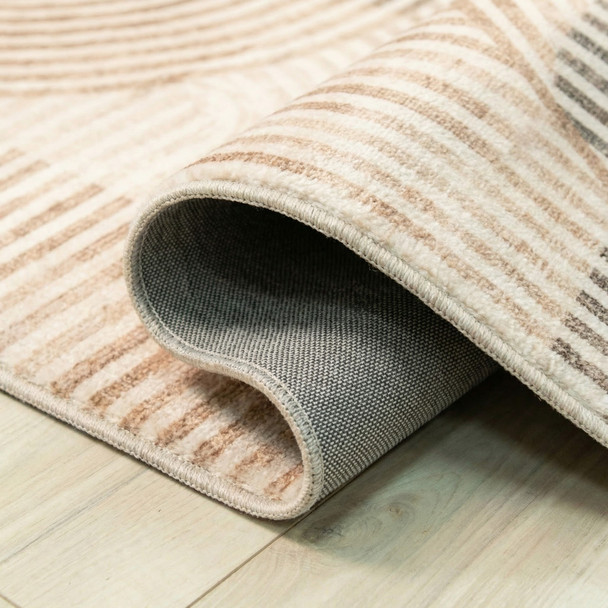 5' X 8' Beige and Brown Abstract Distressed Area Rug