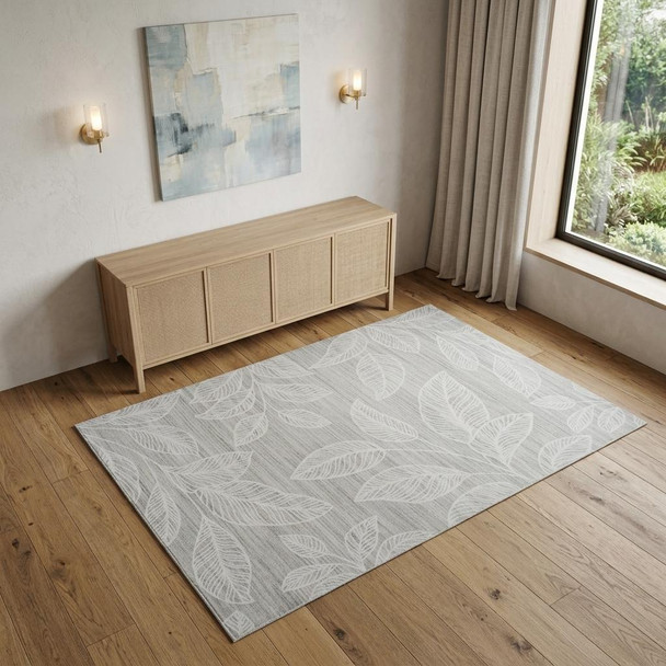 4' X 6' Beige and Ivory Floral Distressed Area Rug