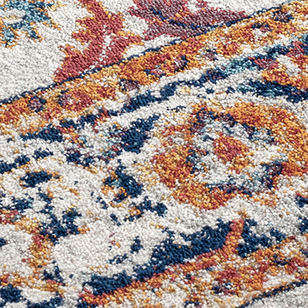 8' X 10' Ivory And Orange Floral Area Rug